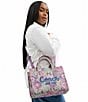 COACH Floral Print Cargo Tote Bag, Color:Ivory Purple - Image 6