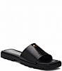 Color:Black - Image 1 - Florence Leather Slide Sandals