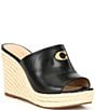 Color:Black - Image 1 - Gloria Leather Espadrille Wedge Sandals