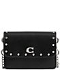 COACH Half Flap Card Case With Rivets Crossbody Bag, Color:Black - Image 1