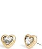 COACH Crystal Heart Stud Earrings - Image 1
