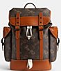 Color:Truffle/Burnished Amber - Image 1 - Hitch Printed Coated Canvas/Refined Calfskin Leather Backpack