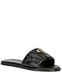 Color:Black - Image 1 - Holly Leather Quilted Slide Sandals