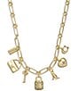 Color:Shiny Gold - Image 1 - Iconic Charm Bib Collar Necklace