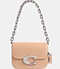 Color:Buff - Image 1 - Idol Luxe Leather Silver Hardware Shoulder Bag