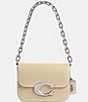 Color:Ivory - Image 1 - Idol Luxe Leather Silver Hardware Shoulder Bag