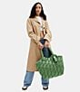 Color:Soft Green - Image 4 - Irisi Nylon & Smooth Leather Large Tote Bag
