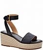 Color:Black - Image 1 - Katherine Signature Jacquard Espadrille Wedge Sandals