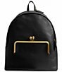 COACH Kisslock Frame Leather Backpack, Color:Black - Image 1