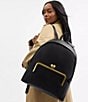 COACH Kisslock Frame Leather Backpack, Color:Black - Image 4