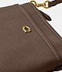Color:Dark Stone - Image 5 - Kitt Leather Gold Tone Messenger Crossbody Bag