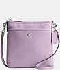 Color:Soft Purple - Image 1 - Kitt Leather Silver Tone Messenger Crossbody Bag