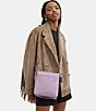 Color:Soft Purple - Image 5 - Kitt Leather Silver Tone Messenger Crossbody Bag