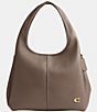 Color:Dark Stone - Image 1 - Lana Pebbled Leather Shoulder Bag