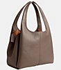 Color:Dark Stone - Image 4 - Lana Pebbled Leather Shoulder Bag