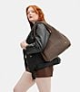 Color:Dark Stone - Image 5 - Lana Pebbled Leather Shoulder Bag
