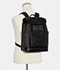 Color:Charcoal/Black - Image 3 - Signature Logo Print Black League Flap Backpack