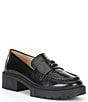 Color:Black - Image 1 - Leah Leather Lug Sole Block Heel Platform Loafers