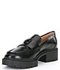Color:Black - Image 4 - Leah Leather Lug Sole Block Heel Platform Loafers