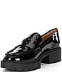 Color:Black Patent - Image 4 - Leah Patent Leather Lug Sole Block Heel Loafers