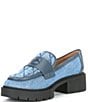 Color:Indigo Denim - Image 4 - Leah Quilted Denim Lug Sole Platform Loafers