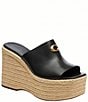 COACH Leather Espadrille Platform Wedge Slide Sandals - Image 1
