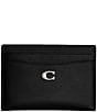 COACH Leather Silver Hardware Card Case, Color:Black - Image 1