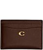 COACH Leather Silver Hardware Card Case, Color:Maple - Image 1
