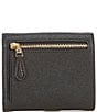 COACH Logo Closure Cross-Grained Leather Gold Tone Wyn Small Wallet, Color:Black/Light Gold - Image 2