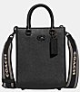 Color:Black - Image 1 - Logo Web Strap Leather Black Crossbody Satchel Bag