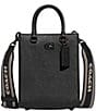 COACH Logo Web Strap Leather Black Crossbody Satchel Bag, Color:Black - Image 1