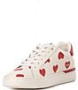 Color:Chalk/Sports Red - Image 4 - Lowline Heart Print Leather Lace-Up Sneakers