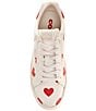 Color:Chalk/Sports Red - Image 5 - Lowline Heart Print Leather Lace-Up Sneakers