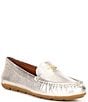 Color:Champagne - Image 1 - Marley Leather Logo Slip-On Driver Loafers