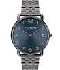 Color:Grey - Image 1 - Men's Blue Dial Elliot Quartz Analog Gunmetal Tone Stainless Steel Bracelet Watch