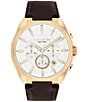 COACH Men's Jackson Quartz Chronograph Brown Leather Strap Watch, Color:Brown/Silver White Dial - Image 1