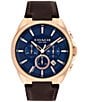 COACH Men's Jackson Quartz Chronograph Brown Leather Strap Watch, Color:Brown/Navy Dial - Image 1