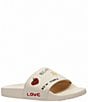 COACH Men's Leather Sketch Print Pool Slide Sandals, Chalk Multi - Image 1
