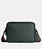 Color:Amazon Green - Image 1 - Micro Signature Logo Jacquard/Leather Charter Crossbody Bag