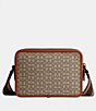 Color:Cocoa/Burnished Amber - Image 2 - Micro Signature Logo Jacquard/Leather Charter Crossbody Bag