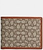 Color:Cocoa/Burnished Amber - Image 2 - Micro Signature Jacquard/Leather Slim Billfold Wallet