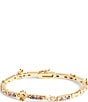 Color:Gold - Image 2 - Multi Crystal Daisy Tennis Line Bracelet
