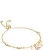Color:Multi/Gold - Image 1 - Mushroom and Pearl Charm Slider Adjustable Bracelet