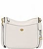 Color:Chalk/Brass - Image 1 - Pebble Leather Chaise Crossbody Bag