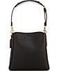 Color:Black/Brass - Image 2 - Willow Pebble Leather Bucket Crossbody Bag