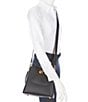 Color:Black/Brass - Image 4 - Willow Black Pebble Leather Bucket Crossbody Bag