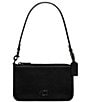 COACH Pebbled Leather Pouch Solid Black Shoulder Bag, Color:Black - Image 1