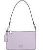 Color:Soft Purple - Image 1 - Pebbled Leather Pouch Silver Tone Shoulder Bag