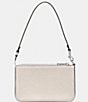 Color:Chalk - Image 2 - Pebbled Leather Pouch Silver Tone Shoulder Bag