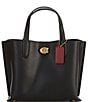 Color:Black/Brass - Image 1 - Willow 24 Pebbled Leather Tote Bag